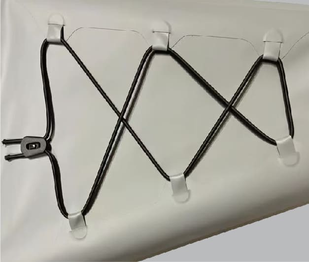 Bungee system For rigid hull inflatable Kayak