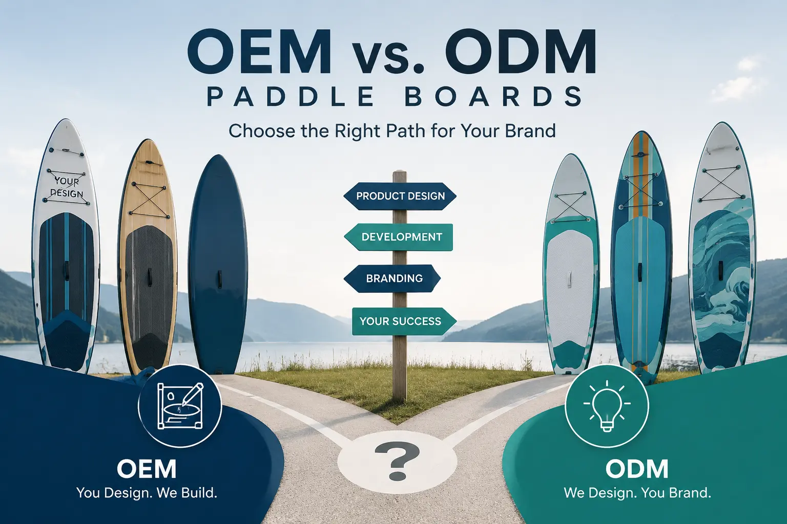OEM vs ODM paddle boards comparison showing different product development routes for SUP brands